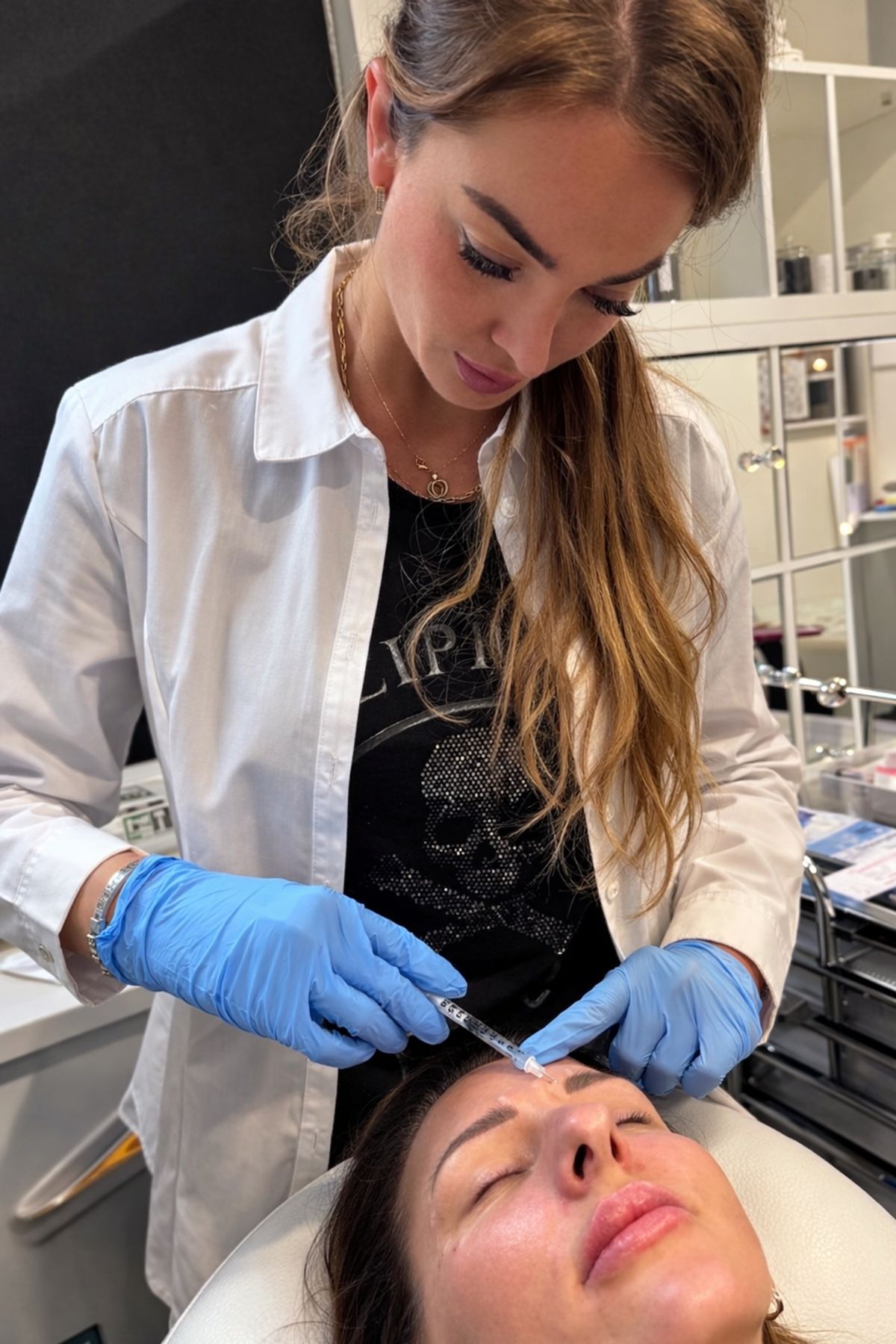 Botulinum toxin application — forehead